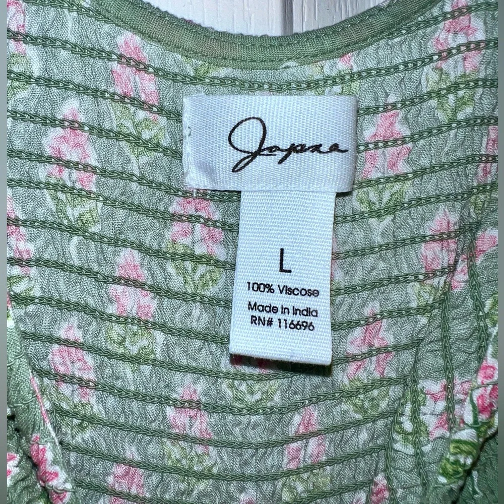 Japna Spring Floral Pink Green Flowers Viscose Smocked Tank Wide Leg Jumpsuit. - Picture 4 of 9